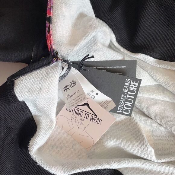 ⭕️ VERSACE JEANS Sweatshirt Black Multi Hoodie - Picture 11 of 12